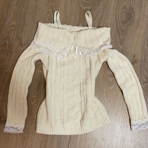 Elegant Cream Off-Shoulder Sweater